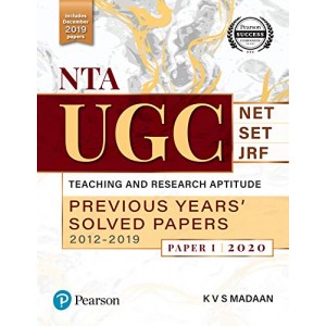 Pearson's NTA UGC NET/SET/JRF Paper 1: Teaching and Research Aptitude Previous Years Solved Papers (2012 - 2019) by K V S Madaan